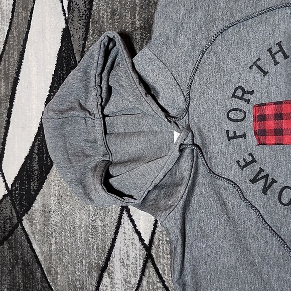 HOME FOR THE HOLIDAYS PLAID INDIANA DROPTAIL HOODIE SWEATSHIRT - Picture 3 of 11